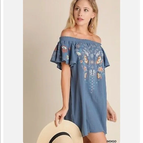 Umgee Dresses | Umgee Off Shoulder Embroidered Indigo Ruffled Sleeve Boho Chic Hippie Dress M | Color: Red | Size: M | Zvezdochka151's Closet Umgee Dresses | Umgee Off Shoulder Embroidered Indigo Ruffled Sleeve Boho Chic Hippie Dress M | Color: Red | Size: M | Zvezdochka151's Closet